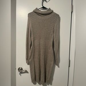 Old Navy Cowl-Neck Sand Cable Knit Dress
